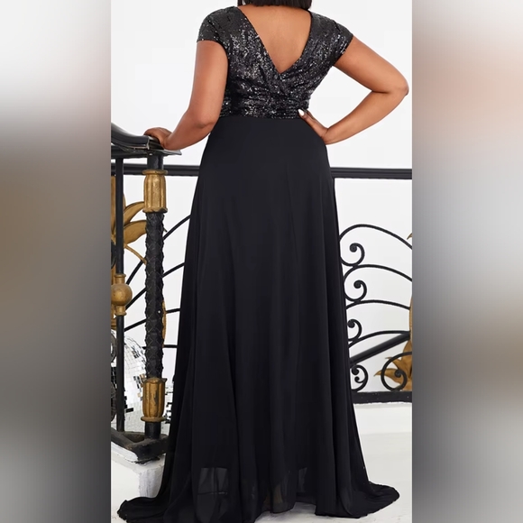 Sequin Chiffon Evening Dress 3x - Picture 2 of 15